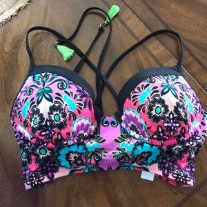 Printed designer swim top